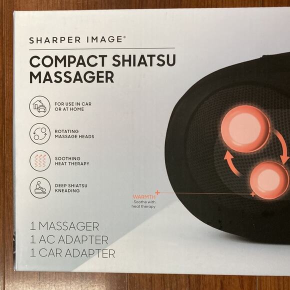 Sharper Image Compact Shiatsu Massager Rotating Nodes & Heat Therapy Kneading - Picture 1 of 7